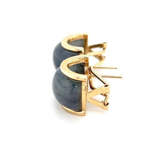 14k Gold Gray Stone French Clip Earrings - Picture 2 of 6